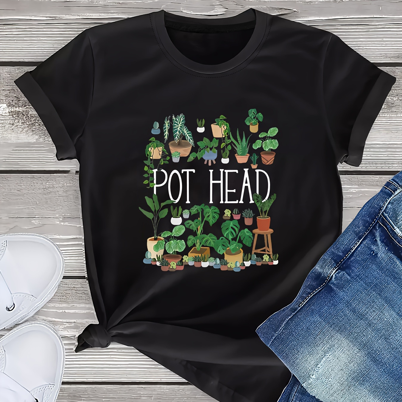 Plus Size Plant & Letter Print T-shirt, Casual Short Sleeve Top For Spring & Summer, Women's Plus Size Clothing
Plus Size Plant & Letter Print T-shirt, Casual Short Sleeve Top For Spring & Summer, Women's Plus Size Clothing