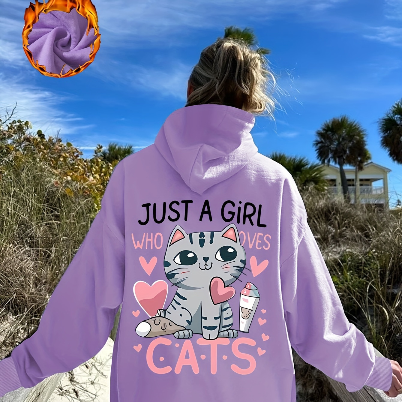 Plus Size Cat Print Hoodie, Casual Kangaroo Pocket Drawstring Long Sleeve Hooded Sweatshirt, Women's Plus Size Clothing
Plus Size Cat Print Hoodie, Casual Kangaroo Pocket Drawstring Long Sleeve Hooded Sweatshirt, Women's Plus Size Clothing