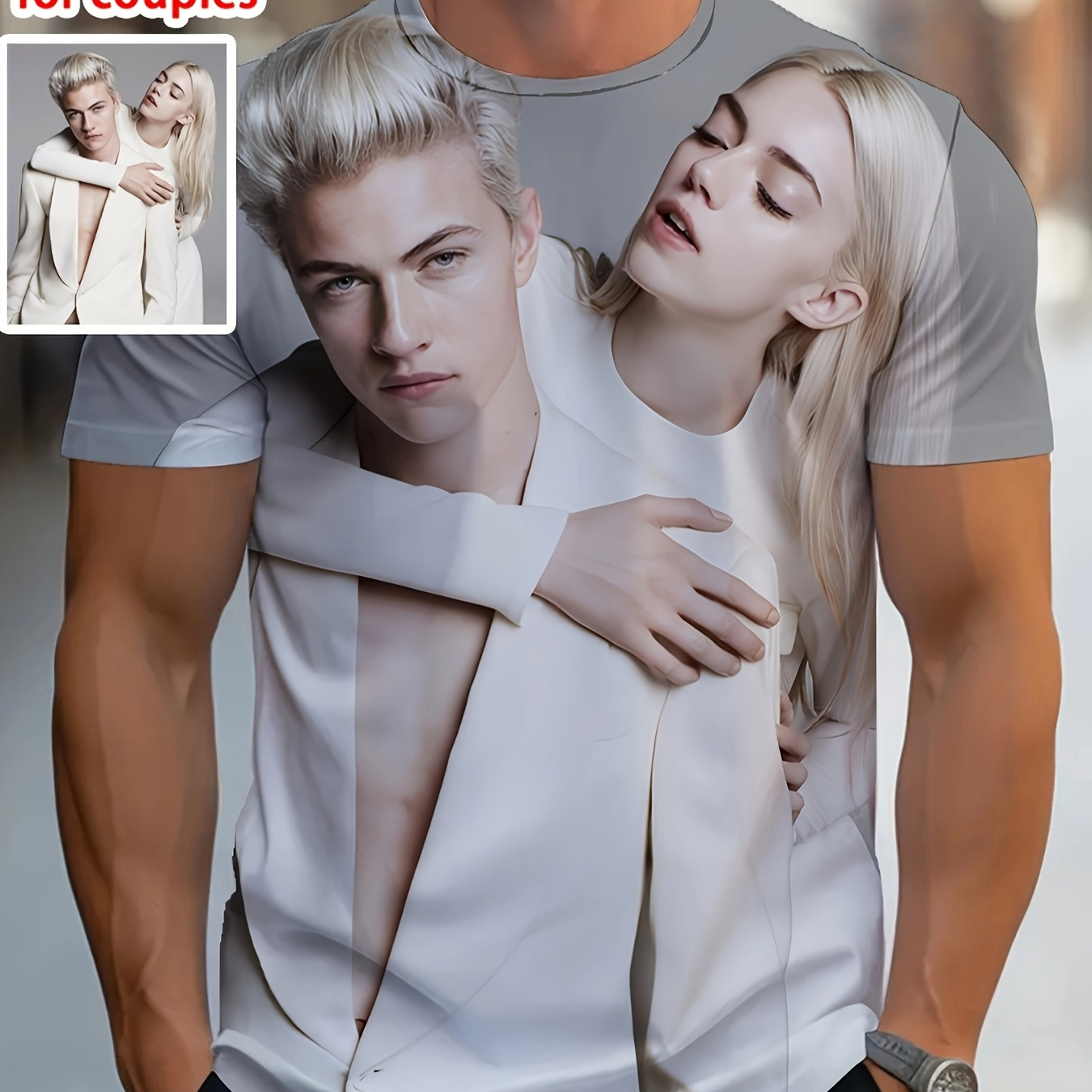 Summer Custom Photo Couple's Shirt - Casual Fashion Round Neck, Printed Pattern, Short Sleeve Top For Men And Women, Polyester, Clothing Top
Summer Custom Photo Couple's Shirt - Casual Fashion Round Neck, Printed Pattern, Short Sleeve Top For Men And Women, Polyester, Clothing Top