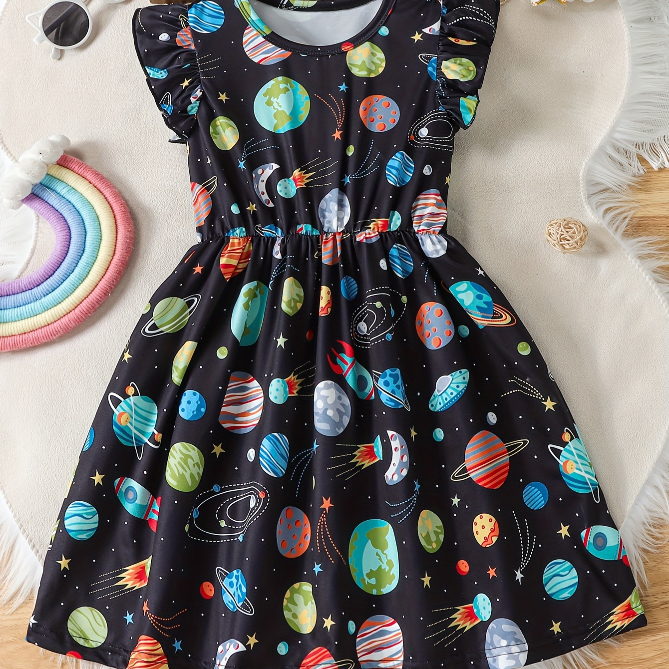 Spaceships Graphic Girl's Lettuce Sleeve Dress Casual A-line Holiday Dresses Party Summer Gift
Spaceships Graphic Girl's Lettuce Sleeve Dress Casual A-line Holiday Dresses Party Summer Gift
