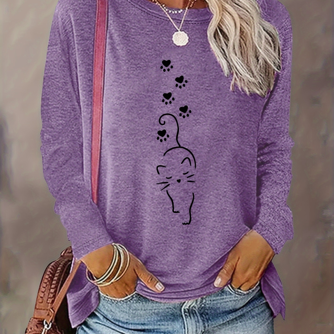 1pc Vintage Style Women's Casual Long Sleeve T-shirt With And Paw , Round Neck, Spring/summer/autumn Top
1pc Vintage Style Women's Casual Long Sleeve T-shirt With And Paw , Round Neck, Spring/summer/autumn Top