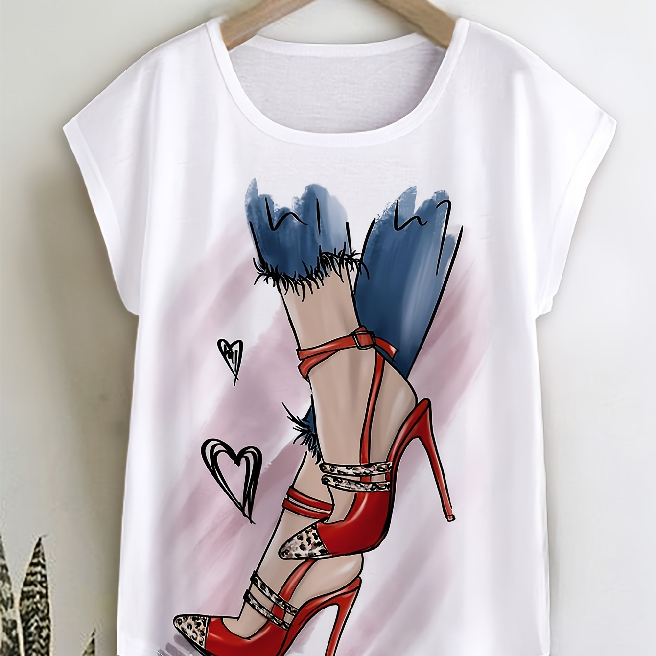 High Heels Print T-shirt, Casual Short Sleeve Crew Neck Top For Spring & Summer, Women's Clothing
High Heels Print T-shirt, Casual Short Sleeve Crew Neck Top For Spring & Summer, Women's Clothing