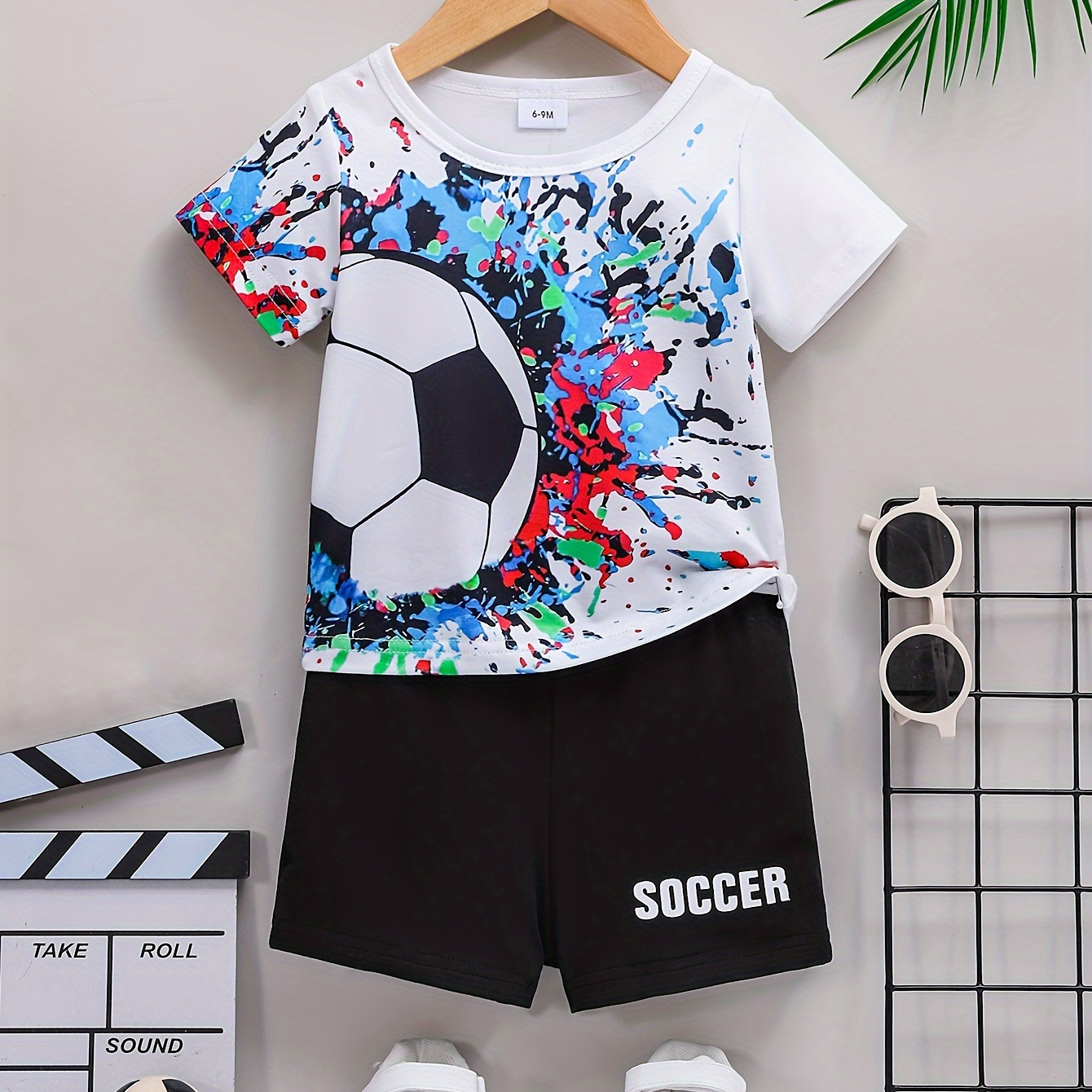 2pcs Baby's Colorful Paint & Soccer Print Summer Set, T-shirt & Shorts, Baby Boy's Clothing, As Gift
2pcs Baby's Colorful Paint & Soccer Print Summer Set, T-shirt & Shorts, Baby Boy's Clothing, As Gift