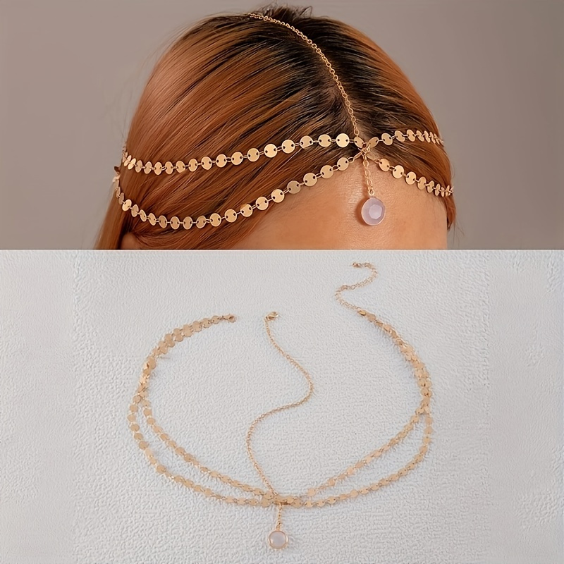 1pc Bohemian Alloy Chain Headband With Accents And Tassel Pendant, Style Hair Accessory For Women
1pc Bohemian Alloy Chain Headband With Accents And Tassel Pendant, Style Hair Accessory For Women
