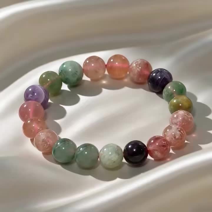 Unisex Strawberry Crystal Natural Stone Bracelet