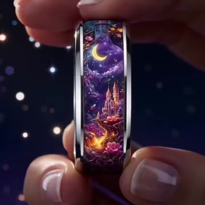 Dreamy Unisex 304L Stainless Steel Wish Bottle Ring with Star and Moon