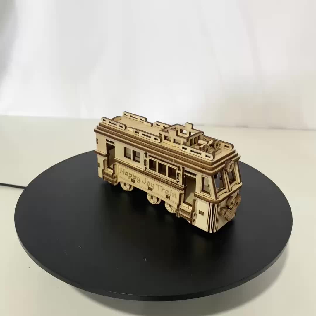Vintage Wooden 3D Tram Puzzle