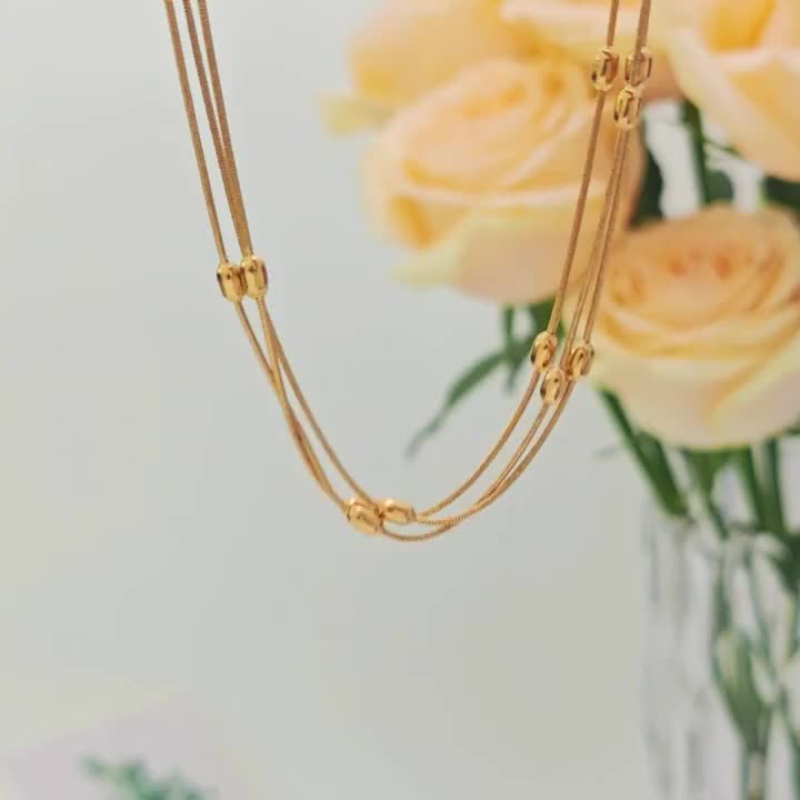 Unisex 316L Stainless Steel Layered Design Chain Necklace