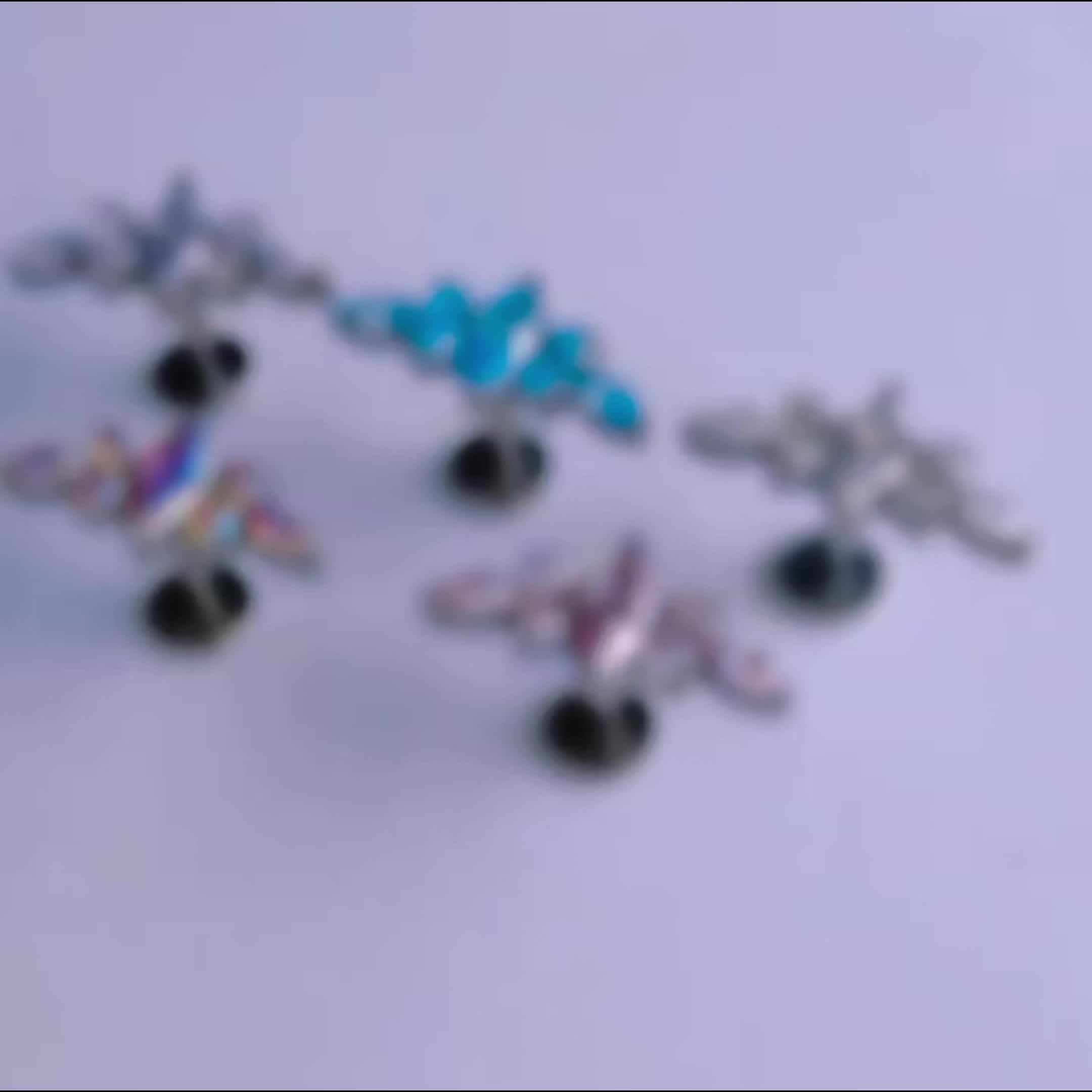 G23 ASTM316 Titanium Piercing Jewelry - Unique 6-Prong Earrings