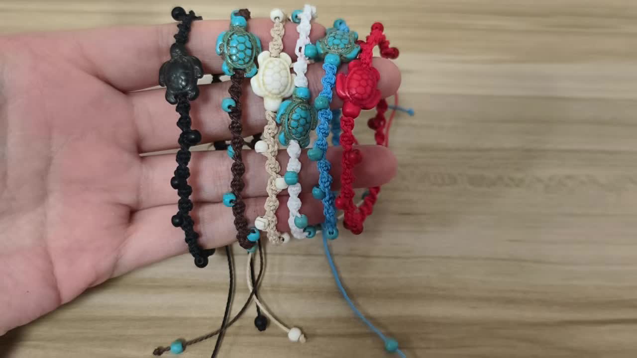 Friendship Sea Turtle Bracelet with Turquoise Beads