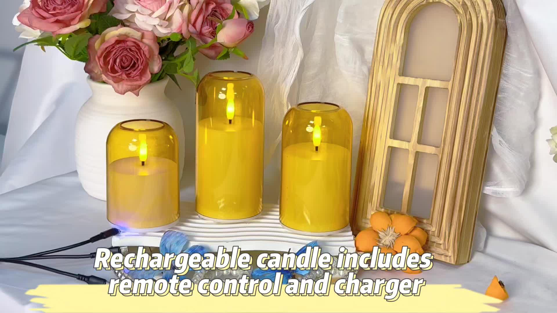 Golden Arc Cup Candle Rechargeable Light 3pcs Set with Remote Control