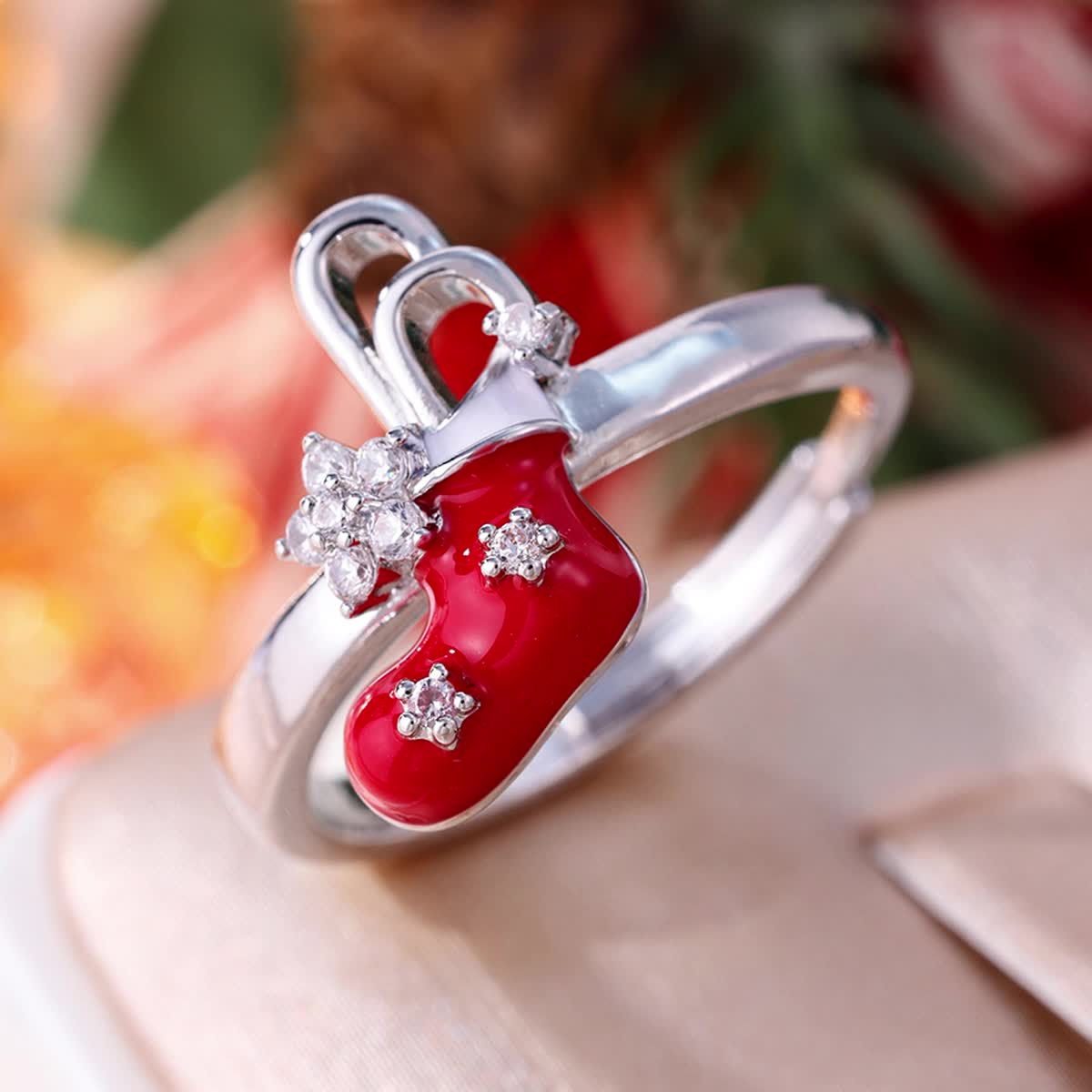 Women's Adjustable Bling Ring with Plated Synthetic Zirconia