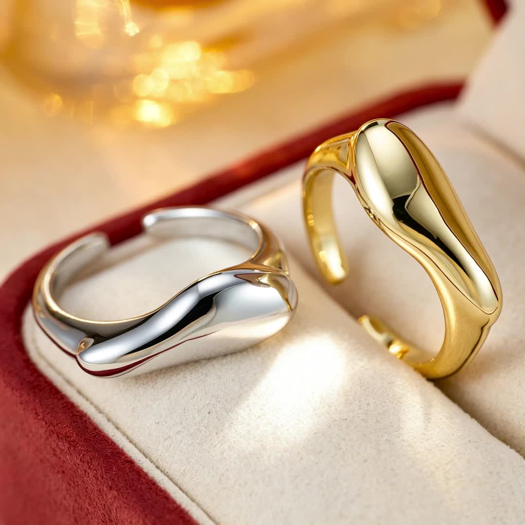 Unisex Bohemian Adjustable Copper Zirconia Inlaid Open Ring
