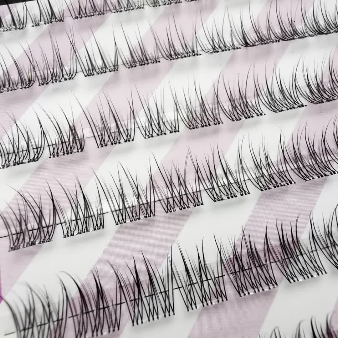 Natural Slender Long Upturned Clear Stem Segment Lashes