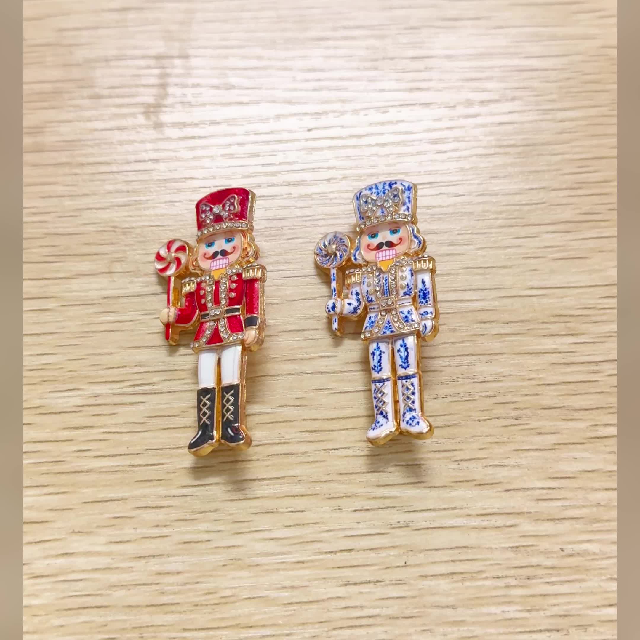 Rhinestone Nutcracker Soldier Brooch, Vintage Pin
