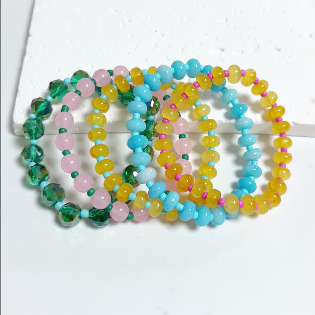 5pcs Bohemian Multicolor Macaron Bead Bracelet Set