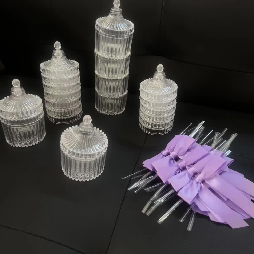 39pcs Purple Striped Transparent Lidded Jewelry Box Set