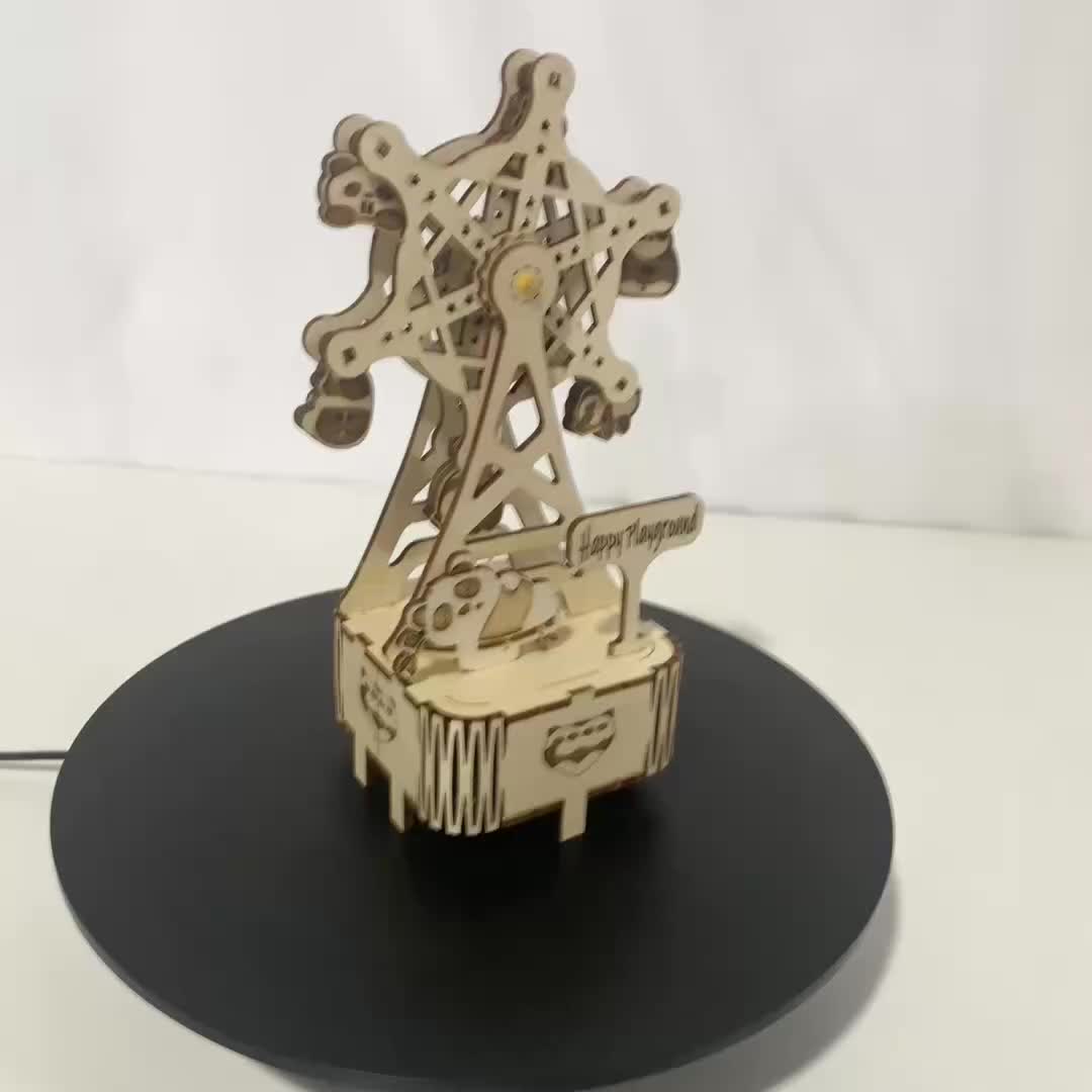 3D Wooden Panda Ferris Wheel Music Box Puzzle