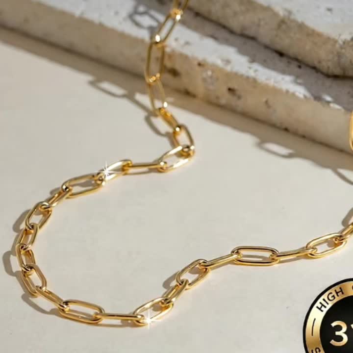 316L Stainless Steel Paperclip Chain Necklace, Unisex
