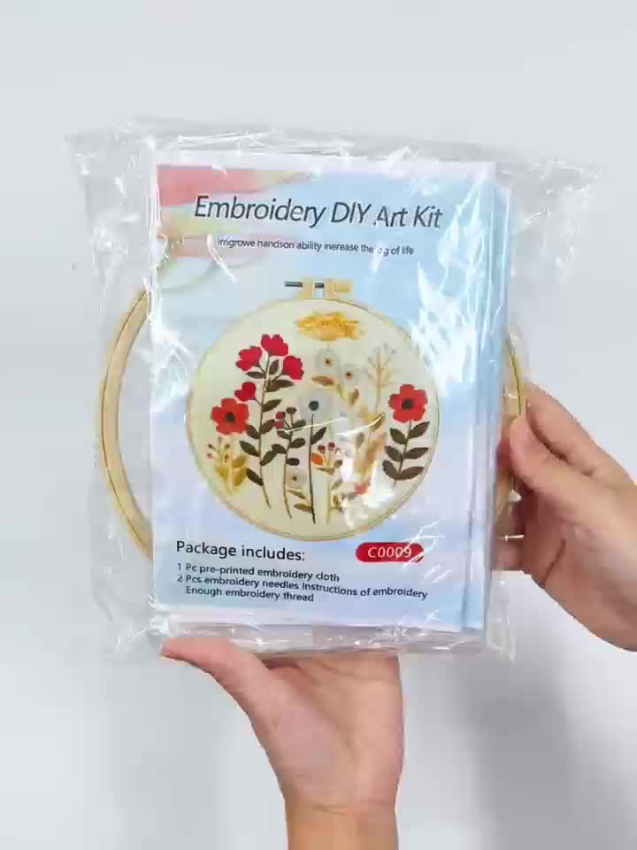 Printed Embroidery Kit, Yoga Panda Pattern