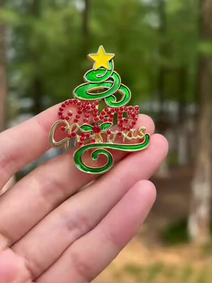 Simple Christmas Tree Brooch, Elegant Holiday Gift