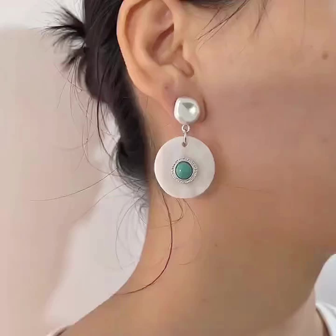 Women's S925 Sterling Silver Turquoise Dangle Earrings