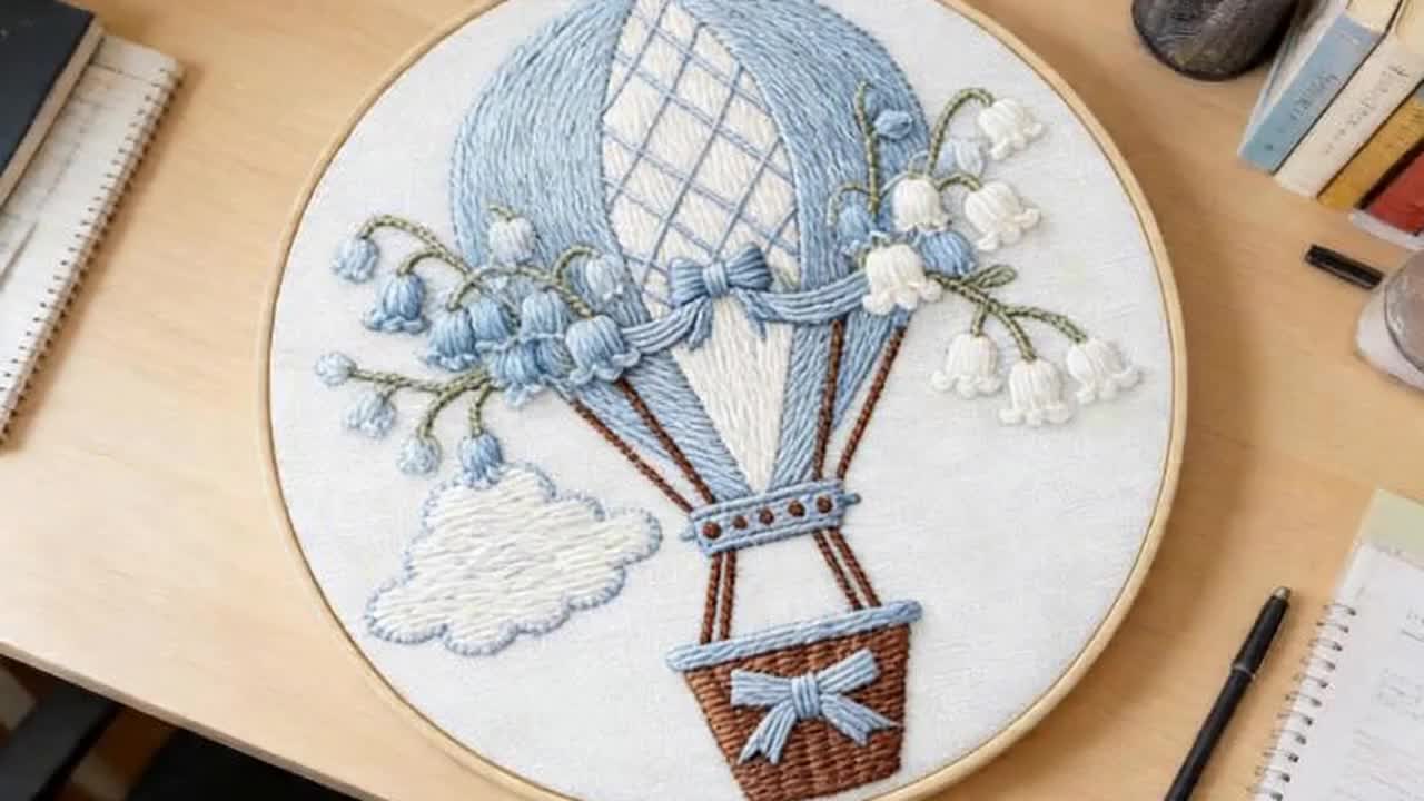 Embroidery Kit, Secret Key in the Flower Bush