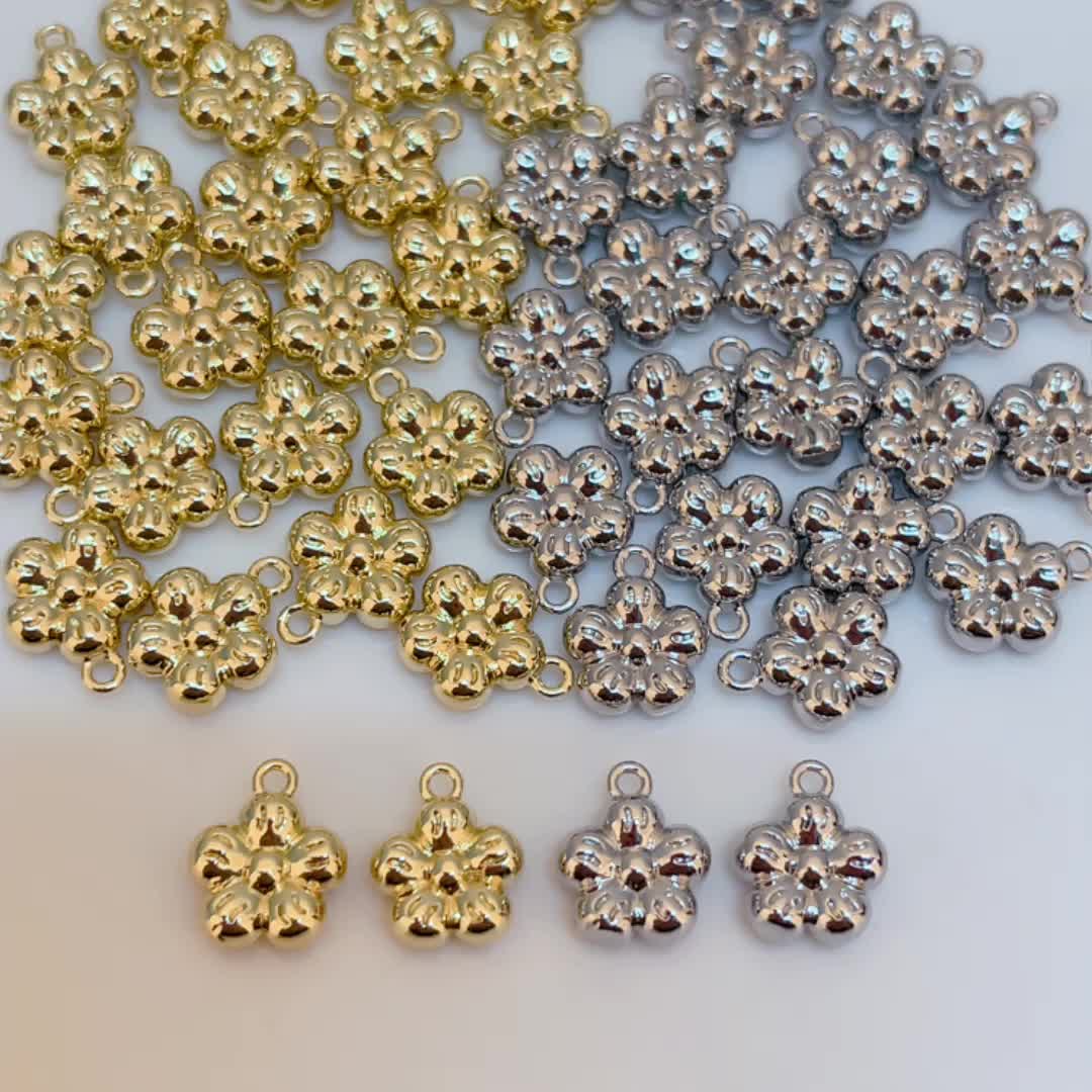 10pcs Copper Synthetic Zirconia Flower DIY Pendant Set, Versatile