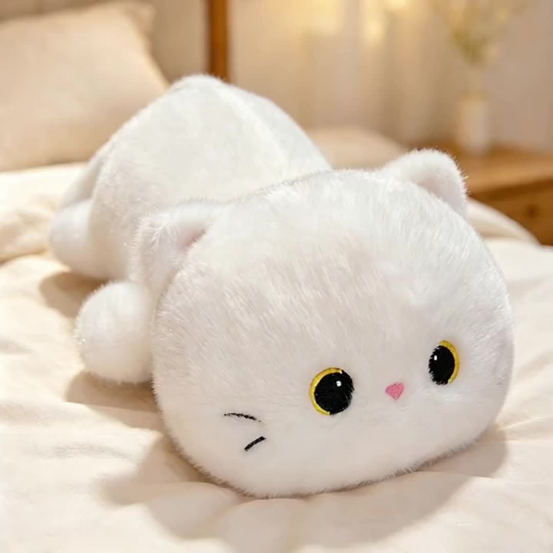 Cute Black and White Cat Plush Doll, Soft and Fluffy