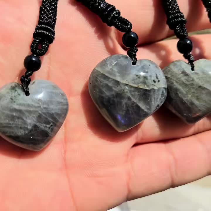 Natural Purple Labradorite Heart Pendant, Elegant Charm
