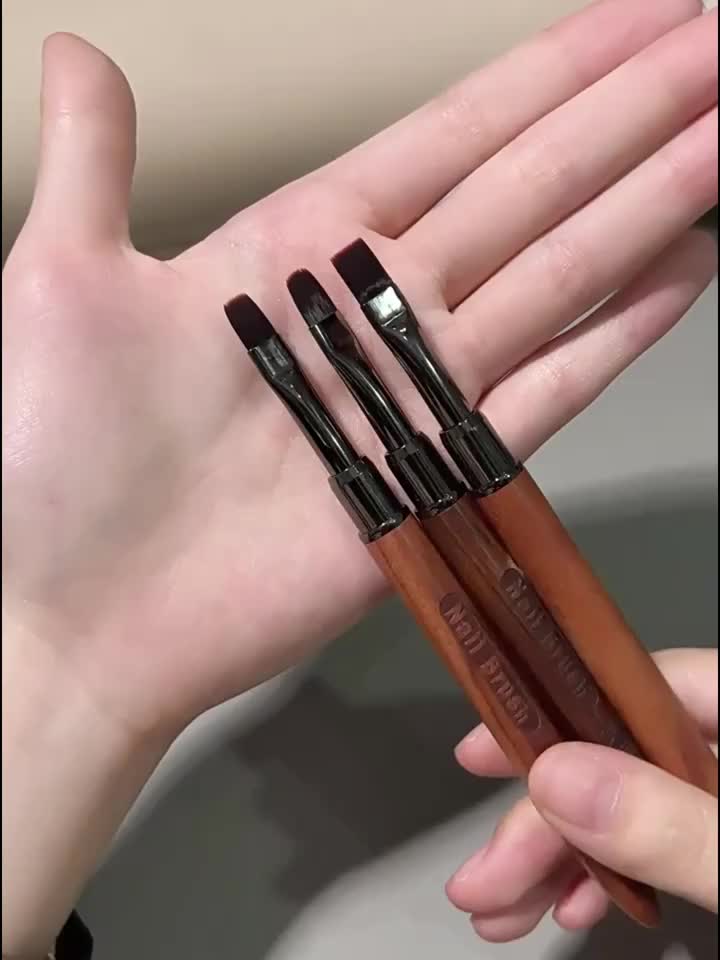 3pcs Nail Art Brush Set with Wooden Handle for Fine Designs