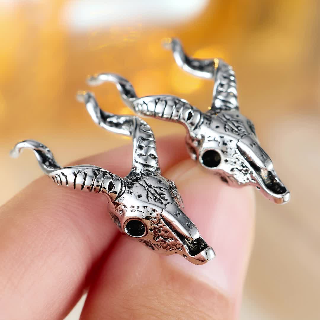 Women's Copper Ram's Head Classic Ear Studs with Zirconia Inlay