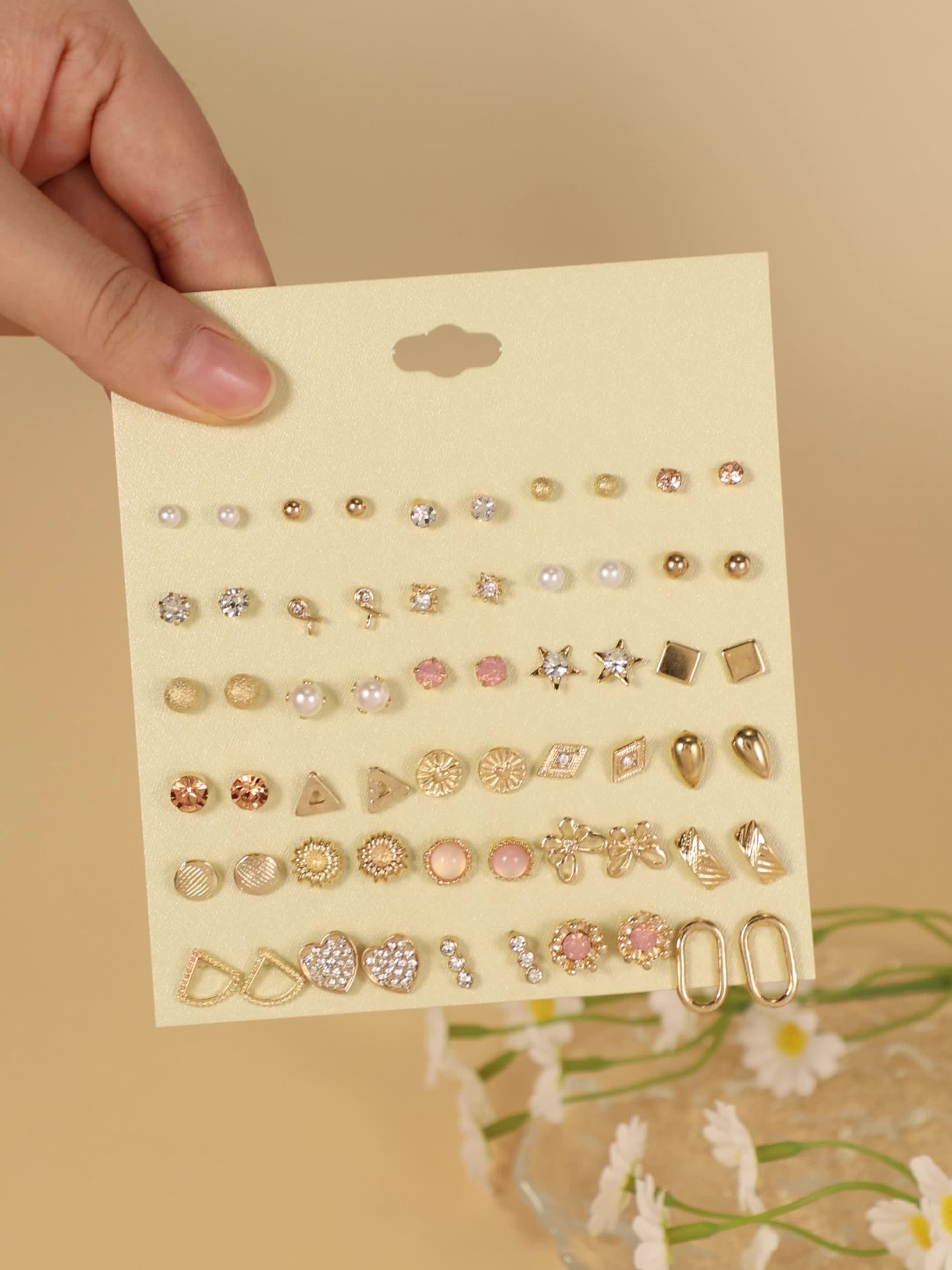 30 Pairs Pack Ladies Butterfly Heart Earrings