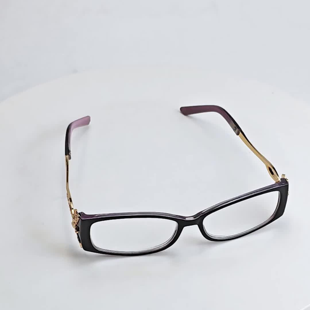 Small-Framed Rectangular Reading Glasses with Dragonfly Motifs