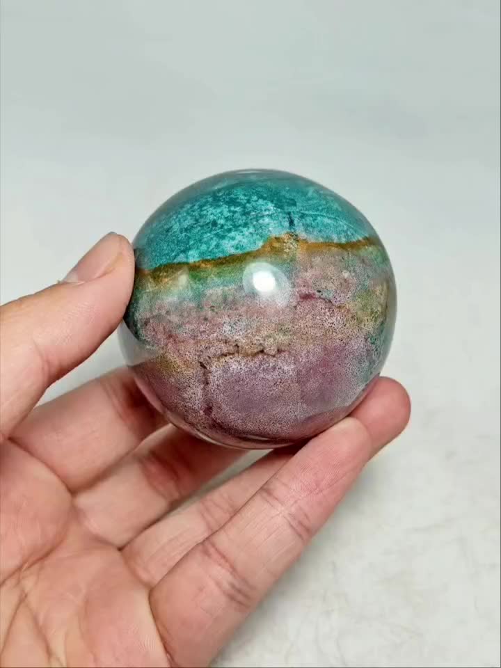 Ocean Jasper Crystal Sphere for Home Table Decor