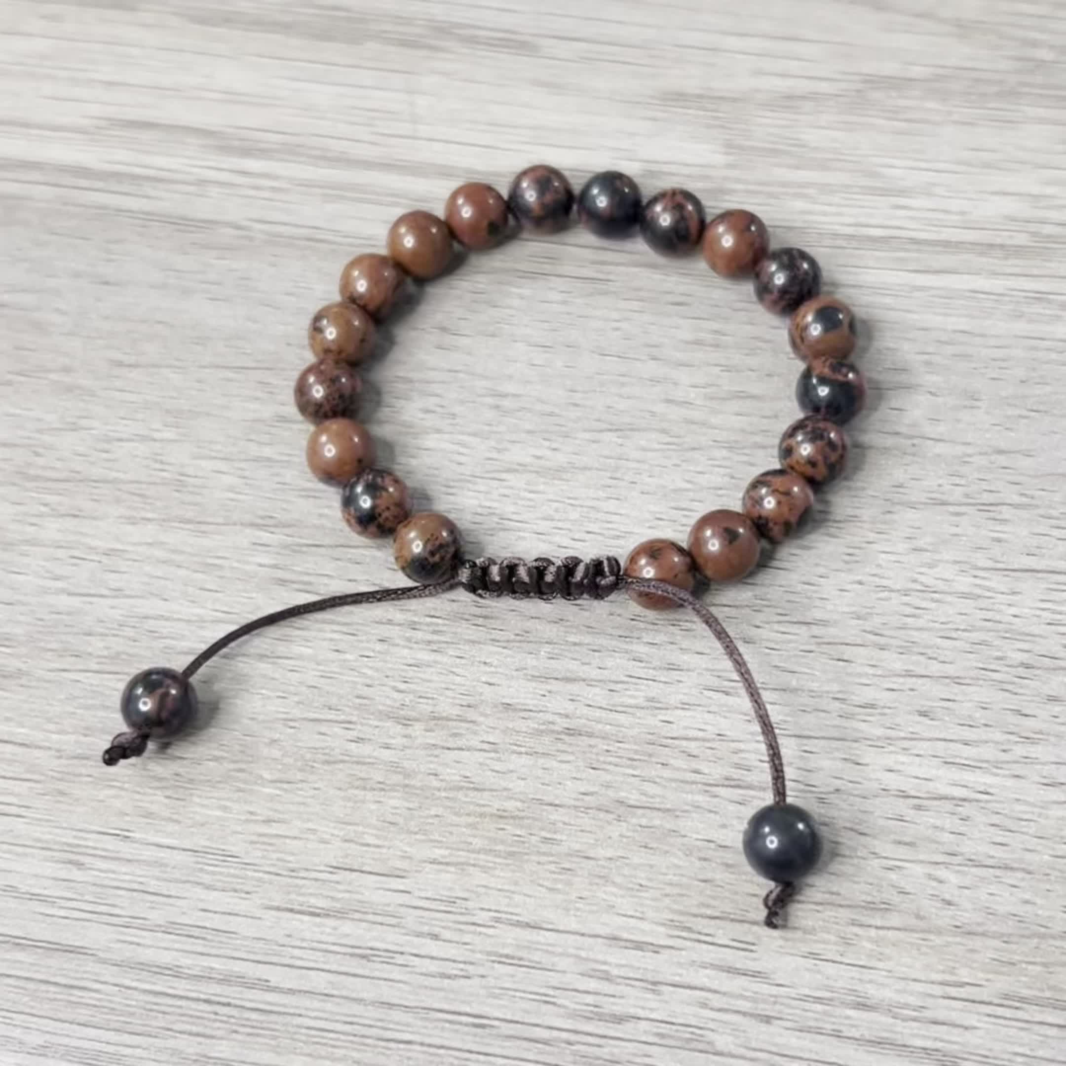 Golden Swan Stone Adjustable Bracelet, Natural Woven Style