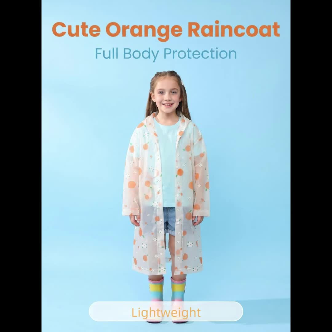 Children's Reusable Printed Raincoat, Thick and Portable