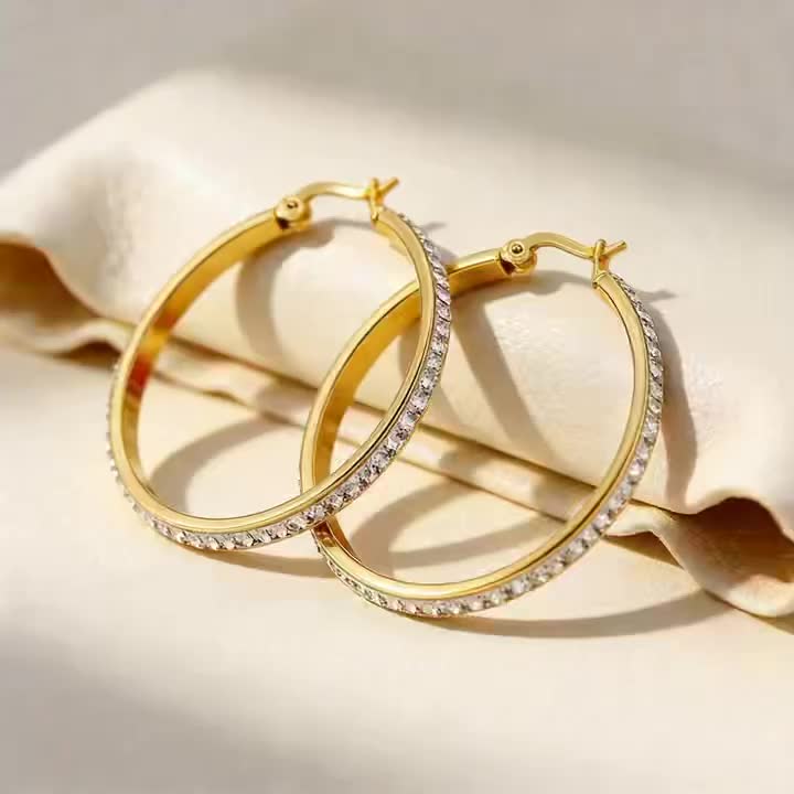 Women's 18K Golden Plated Hypoallergenic Round Earrings
