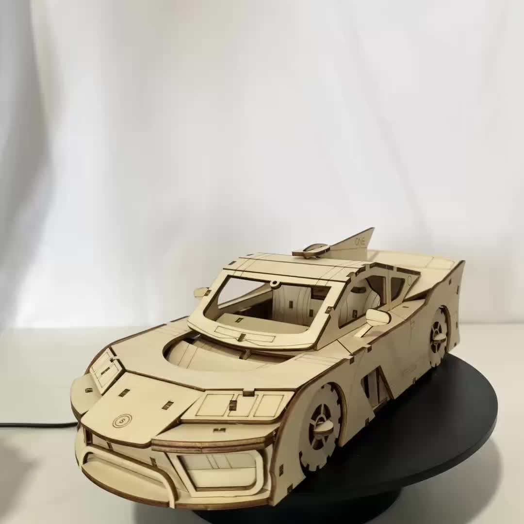 3D Wooden Supercar Puzzle, Hand-Assembled Race Car Model Kit