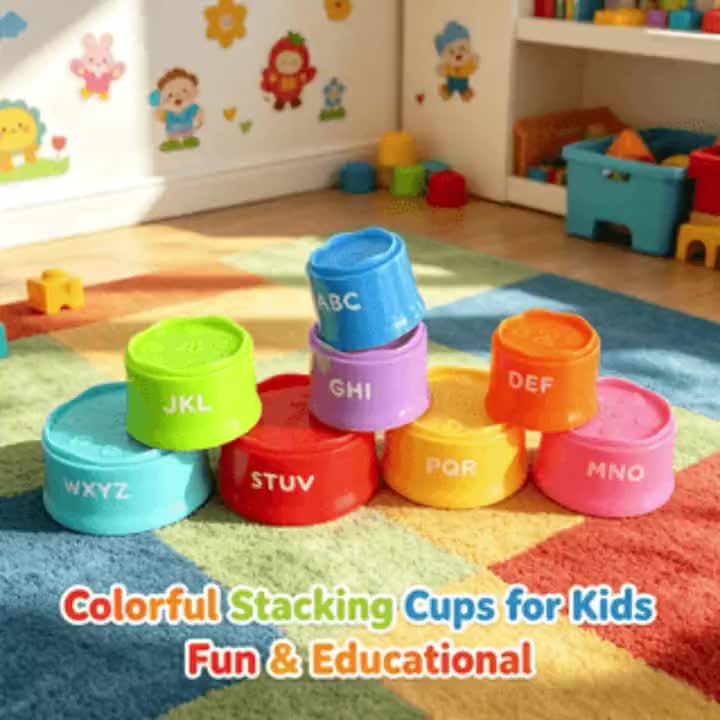 9pcs Rainbow Educational Stacking Cup Set, Random Colors