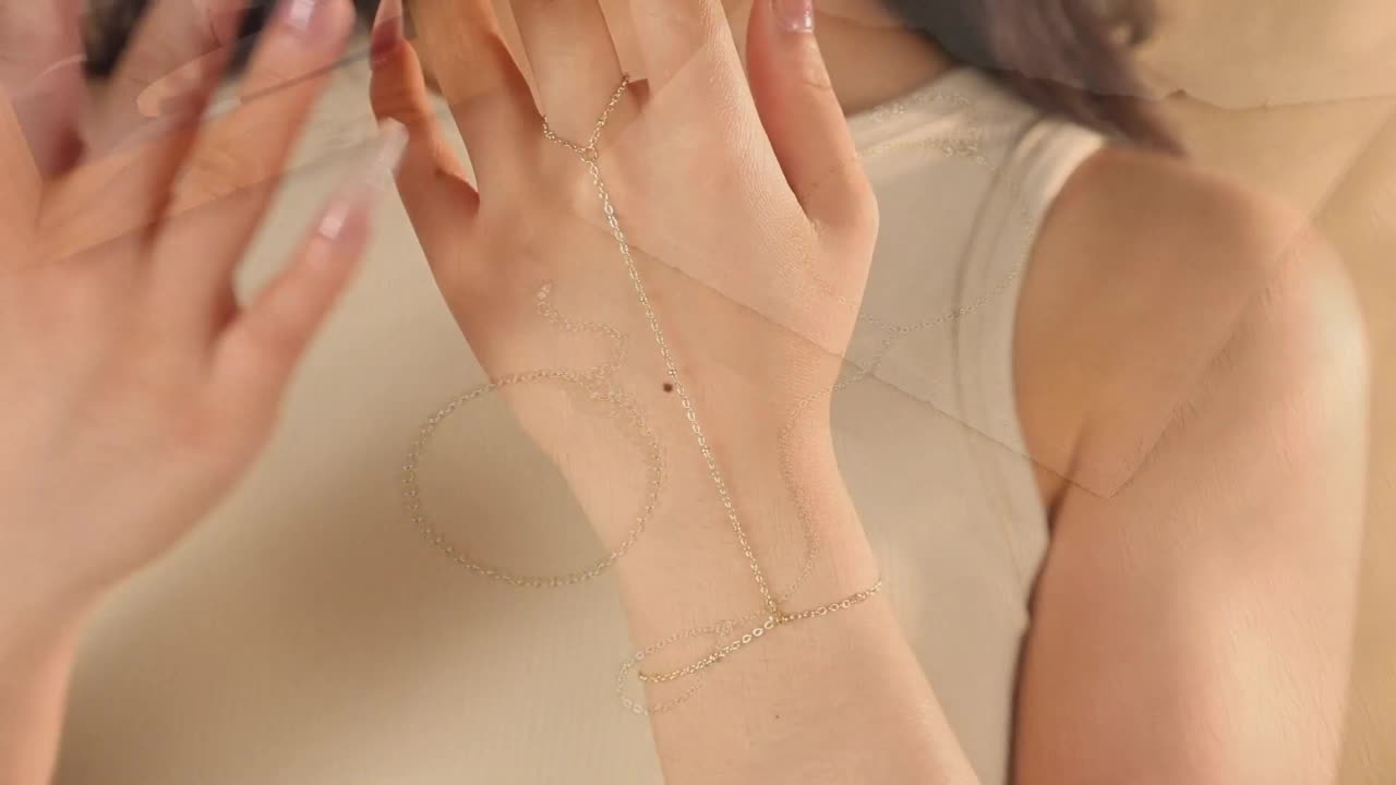 Hand Chain Link with Finger Ring Bracelet, Waterproof