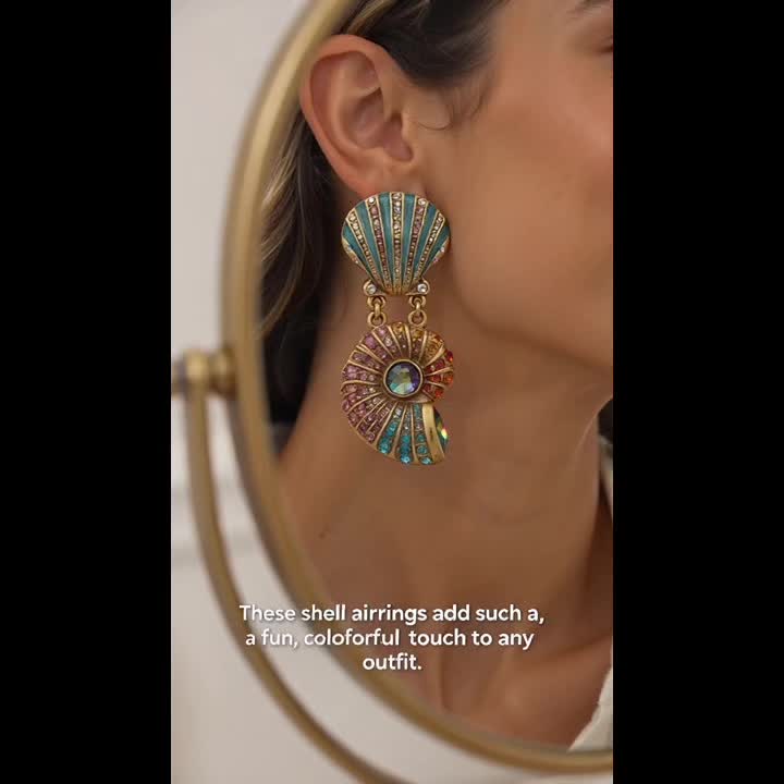 Women's Vintage Marine-Themed Enamel Stud Earrings