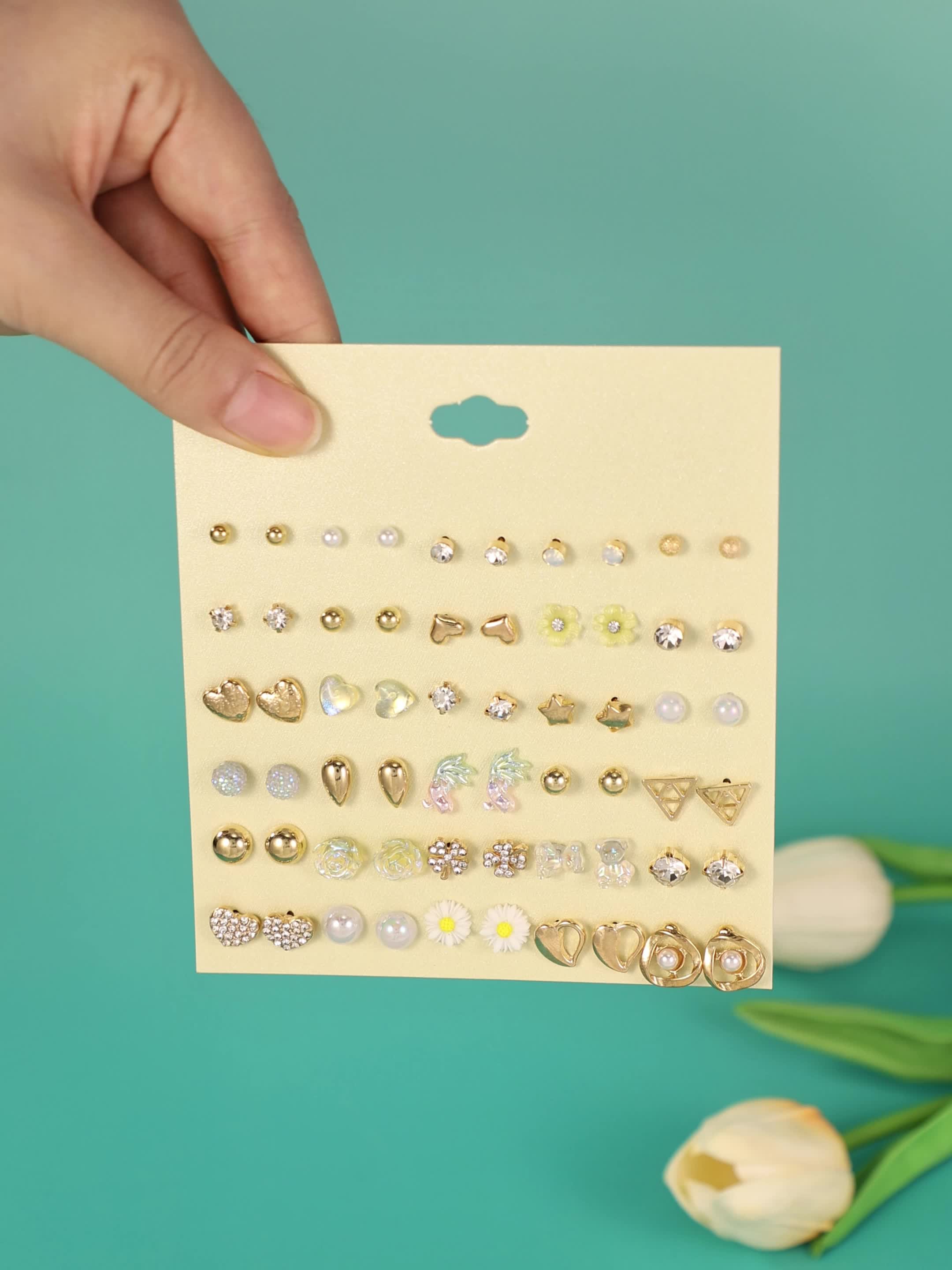 30pc Cute Ear Studs Set for Ladies, Daily Wear