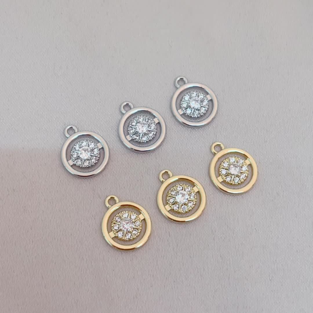 3pcs Compass Pendant Set with Synthetic Zirconia
