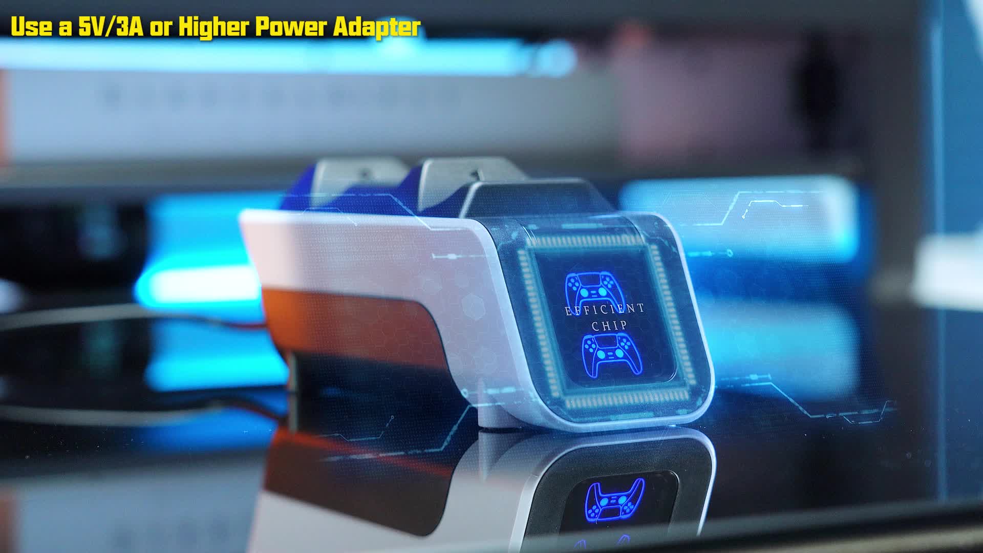 For Ps5 Controller Charging Base, Charging Head Breathing Light, ABS Material Non-Slip, Dual Fast Charging Grip Charging, Black And White Mechanical Wind Design, for Ps5 Additions 4 For Ps5 Controller Charging Base, Charging Head Breathing Light, ABS Material Non-Slip, Dual Fast Charging Grip Charging, Black And White Mechanical Wind Design, for Ps5 Additions - Image 4