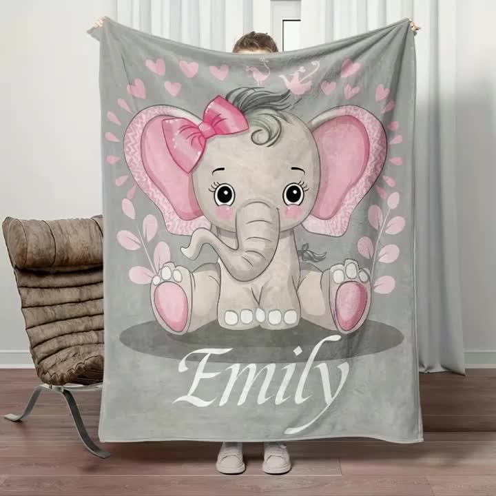 Custom Creative Elephant Blanket with Personalized Name