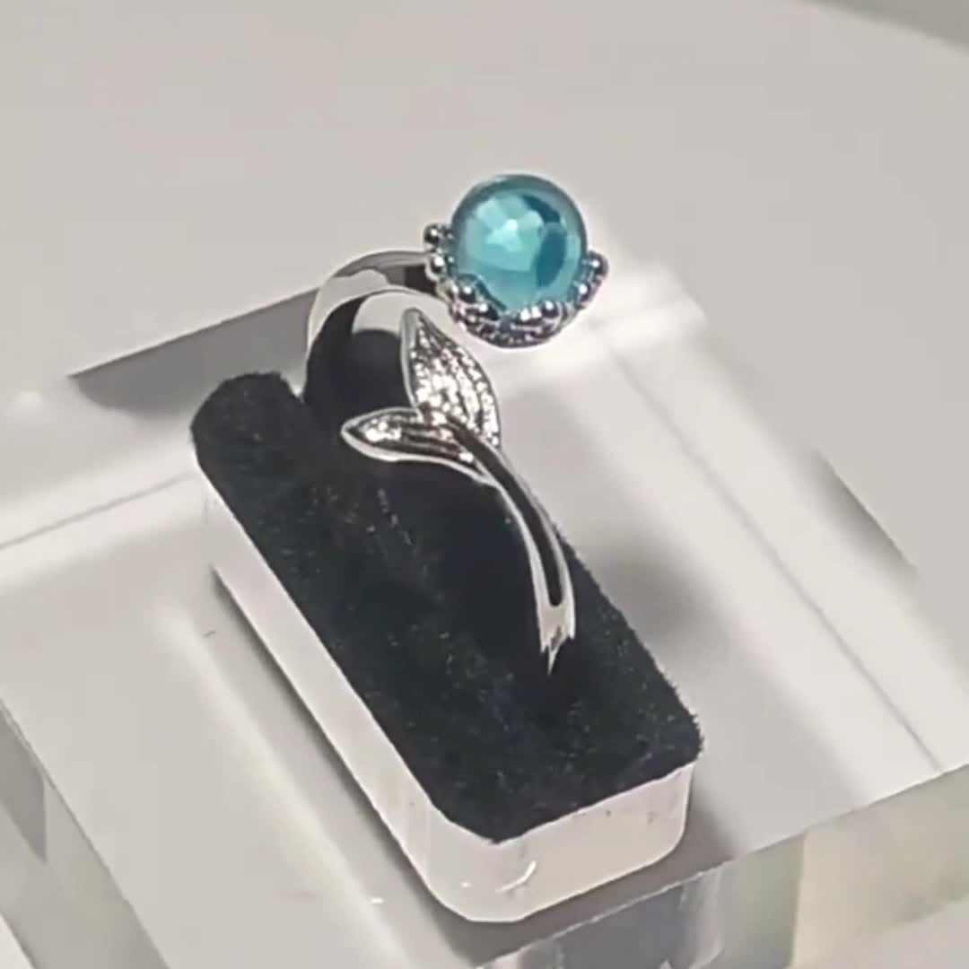 2pcs Women's Fashion Stud Earrings & Mermaid Bubble Ring Set