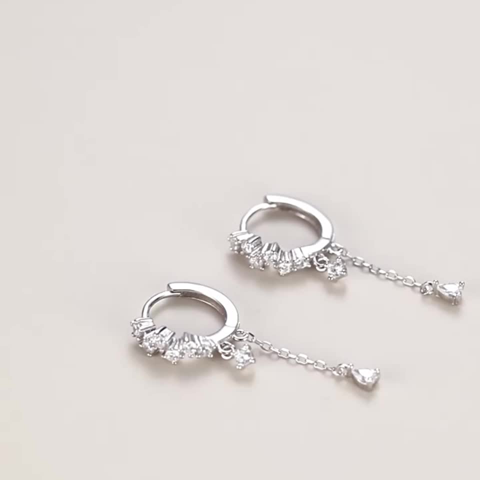 2pcs Women's S925 Sterling Silver Teardrop Tassel Earrings Gift