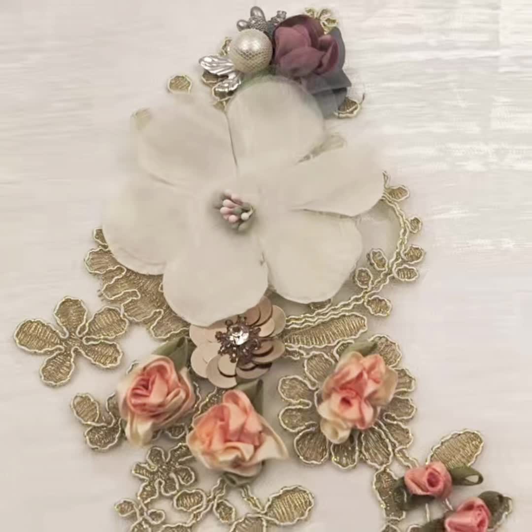 3D Floral Lace Embroidery Sequined Patchwork