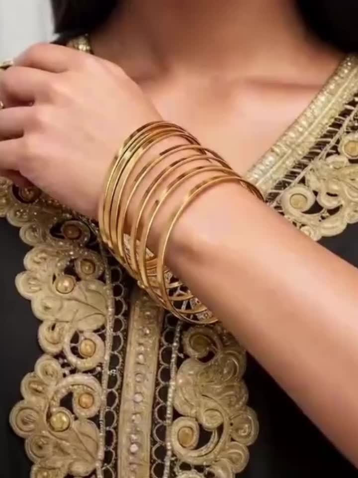 5pcs Classic Basic Thin-Band Bracelet Set, Retro Style